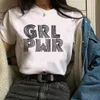 女性のTシャツの女性ガールパワーハンドフラワーフェミニスト半袖ティートップグラフィック女性レディースレディースレディTシャツTシャツ