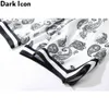 Bandana Shorts Men Color Block Ribbon High Street Men's Shorts Black White Shorts for Men 210603