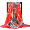 Lattdign Ladi Multi Color 90cm * 90cm Scarv Imitated Silk Satin Scarf för utomhus