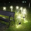 Lampade solari 200 LED Fuochi d'artificio Luci da giardino 8 modalità di illuminazione Starburst Twinkling Sticks Palo per la festa di Natale Pathway Yard Decor