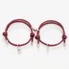 Romantique Aimant Bracelet Couple Classique Serrure À Clé Paire Braslet Chanceux Noir Rouge Corde Braclet Cadeau D'anniversaire Attirer Brazalete