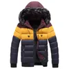 Herren verdickter Parker-Daunenmantel, modischer Trend, Spleißen, winddicht, warm, mit Kapuze, Pufferjacke, Designer-Winter-Pelzkragen, lässige Puffjacken