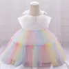 Tęcza Boże Narodzenie Sukienka dla Dziewczynki Koronki Odzież Little Girls Off Ramię Księżniczka Party Gown Lolita Vestido 210529