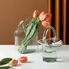Vasi borsa creativa cestino vaso vetro trasparente fiore idroponico fiore tavolo da pranzo falso fiori decorazioni