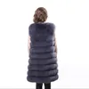 Dames bont faux 90 cm echte vest echte jasmeisje's warme bovenkleding volledige pelt zilveren vest