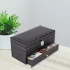 Watch Boxes & Cases L5YA 4 Grids Double Layers Box Case Carbon Fiber PU Jewelry Rings Earrings Display Storage Holder Organizer Luxury Hele2