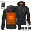 Heren Down Parkas Heren 9 Gebieden Verwarmd Jacket USB Winter Outdoor Elektrische Verwarming Jassen Warm Sprots Thermische Jas Kleding Verwarmbaar Katoen