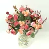 21 Heads Silk Rose Flowers Artificial Flowers Bunch in vase Bouquet Wedding Home Party