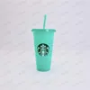 Starbucks حورية البحر آلهة 24 أوقية / 710ML تغيير لون البهلوانات البلاستيكية شرب عصير مع الشفاه وكؤوس القهوة سحرية القش