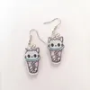 Creative Cute Cartoon Cat Bubble Tea Dingle Earring Lovel