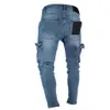 Mężczyźni Dżinsy Safari Styl Pencil Spodnie Solid Slim Mężczyzna Dżinsowe Spodnie Cargo Streetwear Plus Rozmiar Jesień Wiosenna Odzież 210716