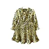 Girls' dress spring dress new children's Korean Chiffon Princess lady leopard Long Sleeve Dress