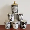 Lady Face Candle Holders Candelabra Home Decoration Wykwintne Ceramiczne Suger Posługiwania Puchar Jar Puchar Doniczki Home Decor 220307