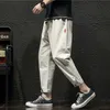 Mäns Casual Byxor 2021 Vår och Sommar Bundet linne Streetwear Lös plusstorlek Harembyxor Herrkläder Jogging Sweatpants X0723