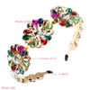 Färgglada Gem Barock Headbands för kvinnor Flickor Lyx Rhinestone Crown Flower Hairbands Head Wrap Hår Tillbehör Partihandel