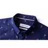 Printed 100% Cotton Shirt Men Casual Slim Fit Lapel Long Sleeve Men's Shirts Spring High Quality Oxford Shirt for Men 210628