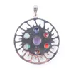 Wojiaer 7 chakras naturliga stenar runda hängen hälsa amulet helande halsband 18 "längd smycken charms hänge n3274