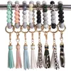 Party Favor Fashion Silikon Bead Armband Beech Tassel Nyckel Kedja Hänge Läderarmband Kvinnor Julsmycken Händelse Tillbehör DD538