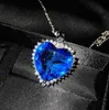 Pendant Necklaces Blue Shiny Gem Heart Of The Sea Heart-shaped Colorful Necklace Elegant Women Love Tender Neck Chain222e