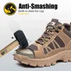 Mäns säkerhetsskor Anti-Smashing Anti-Puncture Work Steel Toe Cap Non-Slip High Temperatur Beständig Skyddande 211217