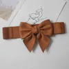 1PCS Women Elegant Big Bow Elastic Waistbands Lady Stretchy Solid Color Ribbon Bow-Knot Waist Belt Dress Decoration Cumerbunds G1026