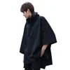 Men's Trench Coats Autumn Winter Punk Hip Hop Oversized Coat Men Harajuku Techwear Hooded Cloak Gothic Style Streetwear Jacket Plus Size 5XL