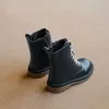 الفتيات جلد طبيعي مارتن الأحذية الخريف النمط البريطاني الفتيان أحذية واحدة الأطفال كامل 100٪ الجلود الأحذية منتصف أنبوب 210713