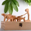 Wooden Pets Cat Figurine Home Decor Table Ornament Handmade Sculpture Craft Wood Natural Great Gifts for Friends Dro 211101