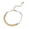 Tennis Design Fashion Jewelry Personality Simple Metal Wheat Ear Bracelet Elegant Pearl Chain Female Pulseras Mujer Simplicity