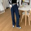 سراويل جينز للنساء المستقيم أنبوب فضفاضة الأطفال 2022 التصميم من سروال الساق العريض على الخصر