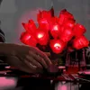 Flores decorativas grinaldas simulação buquês luminosos conduzidos de pano vermelho rosas dia dos namorados casamento especial romântico presente falso