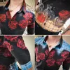 Verão Flor xadrez Camisa Homens Casual Slim Fit Manga Curta Vestido Camisas Brand Streetwear Social Blusa Nightclub Roupas Party 210527