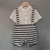 Children Boutique Clothing Set Custom Black White Striped Cotton and Linen For Boys Girls Spanish Sister Brother Fashion Clothes Y220310