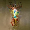 Nordic Hanging Pendant Lamp Multi Color Christmas Lighting Hand Blown Glass Chandelier 24 by 40 Inches for Office Living Dining Room Art Decoration