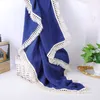 Baby Tassel Swaddling Blankets Newborn Muslin Windscreen Shawl Solid Candy Lace Double Cotton Gauze Cover Kids Fringe Bath Towel Nursery Bedding 19 Colors B7806