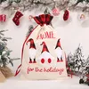Juldekorationer Santa Presentväska Candy Clause Skriv ut lagringspaket med dragsko för