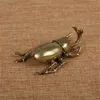 Antieke Bronzen Kever Miniatuur Beeldjes Kleine Bureau Decoraties Vintage Messing Insect Thee Huisdieren Ornament Home Decor Accessoires C0220