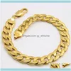 Link, Bracelets Jewelrylink, Chain Thick Yellow Gold Filled Mens Womens Bracelet Cuban Link 8.26 Inches Long Drop Delivery 2021 Whk5L