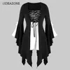 Uideazone Lentejuelas Patchwork Vintage Gótico Vendaje Vestido de mujer Irregular Goth Vampiro Bruja Vestidos Medieval Renacimiento Cosplay Y0903