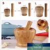 1 set di mortaio e pestello in legno Set di aglio Pugging Pot Herb Mill Crusher Grinding Bowl