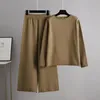 Felpe con cappuccio da donna Pantaloni a due pezzi Tuta lavorata a maglia da donna Maglione con scollo a O autunno inverno 2 Set Moda Solid Pullover da donna Top Tuta da casa a gamba larga