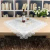 Бежевый / белый круглый квадратный обеденный свадьба партия стол бегун кружева вышивка дизайн скатерть 210626