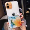 Custodie per telefoni con pittura ad acquerello per iPhone 13 Pro Max 12 Mini 11 X XR XS 7 8 Plus 6S Cover in marmo colorato trasparente morbida antiurto