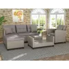 U Style Outdoor Patio Furniture مجموعات 4 قطعة محادثة مجموعة أريكة مقطوعة مع وسائد مقعد الولايات المتحدة stock47902550