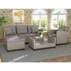 U STYLE Outdoor Terrasmeubilair Sets 4-delige Conversatieset Rieten Ratten Sectionele Sofa met Zitkussens US stock47902550