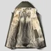 Manteau de fourrure de loup veste d'hiver pour hommes à capuche vêtements d'extérieur pardessus épais chaud coupe-vent grande taille