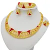 أقراط قلادة المجوهرات مجموعات إثيوبيا 24K الذهب للنساء المجوهرات هدايا الزفاف الأفريقية
