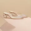 Strange Style Heels Mules Shoes Women Clear Slides Spring Sexy Transparent Slippers Women Pointy Pantuflas De Mujer Chinelo