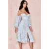 Ciemiili Women's Fall Dress Fashion Print Floral Puff Sheeve Button Slanke Body Wrap Jurk Sexy en Calf Split Jurk 210625
