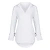 Frauen Weiße Bluse Hemd Langarm Tops Casual Top Revers Pure Plus Größe s 210721